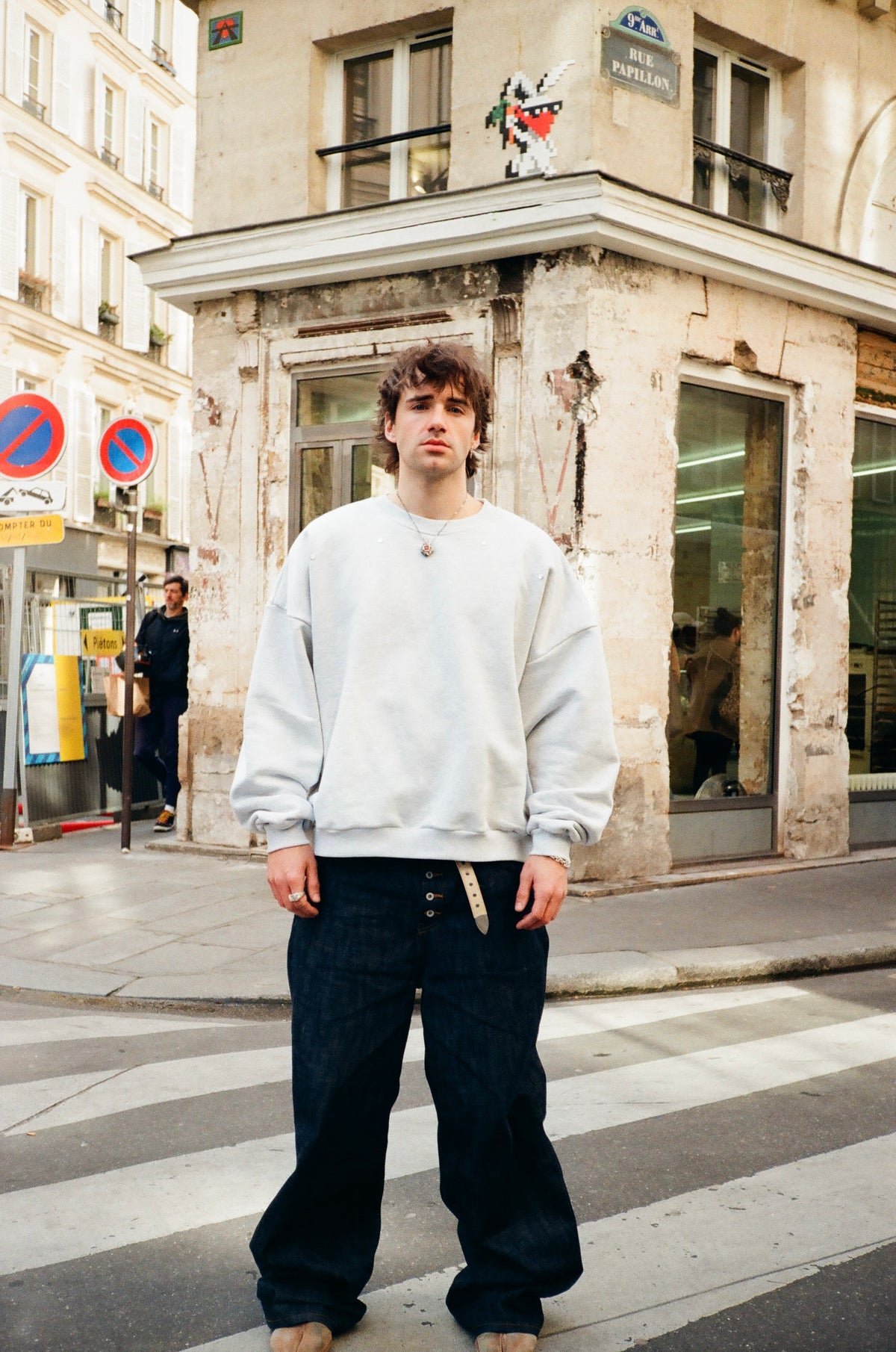 EVERGREEN LOOSE METAL RIVET CREWNECK — 7